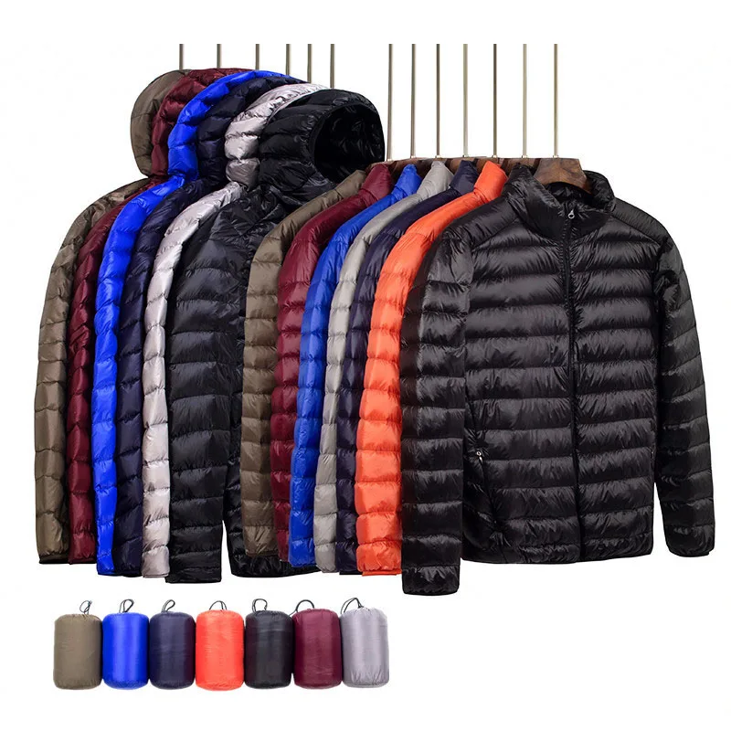 

New Brand Autumn Winter Light Down Jacket Men's Fashion Hooded Short Large Ultra-thin Lightweight Youth Slim Coat Down Jackets