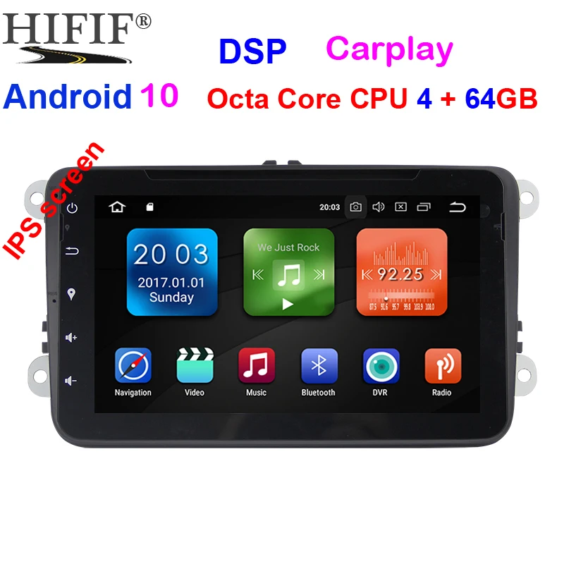 Автомобильный радиоприемник IPS 2 din 8 дюймов Android 10 0 Восьмиядерный Стерео GPS для VW