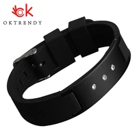magnetic therapy bracelet mens black stainless steel silicone bracelet pulsera male magnetic health jewelry adjustable length