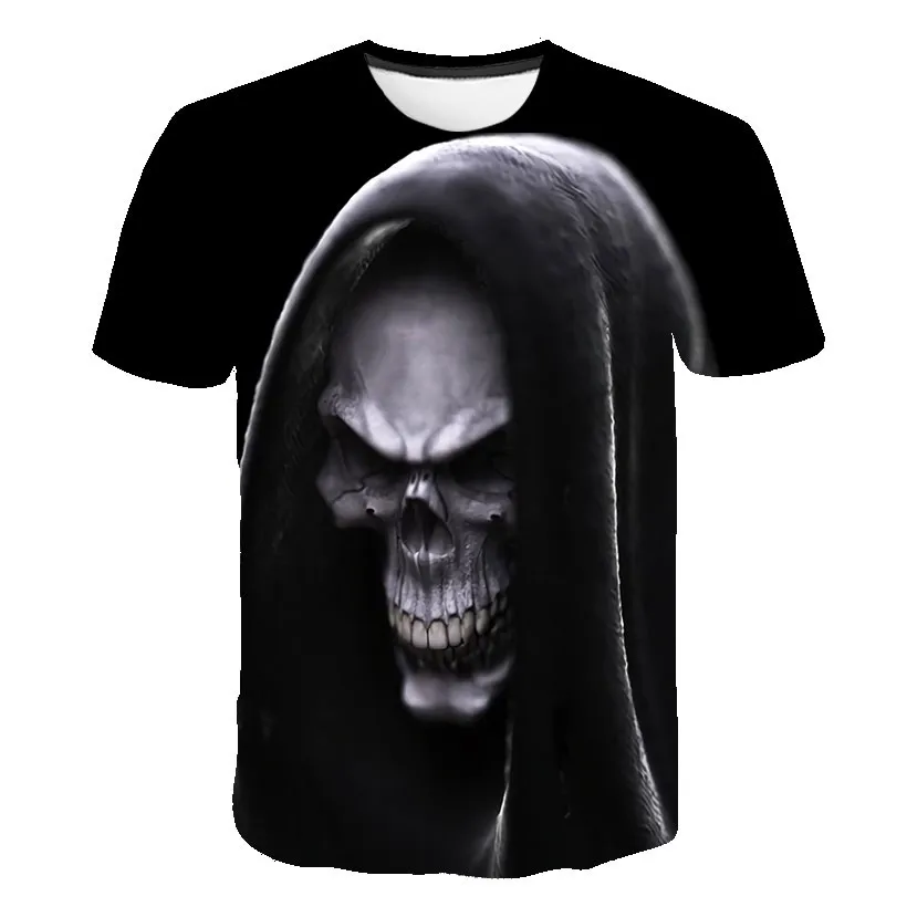 

2021 Skull T Shirt Men Skeleton T-shirt Punk Tshirt Gun T Shirts 3D Print T-shirt Vintage Men Clothing Summer Tops Plus Size 6xl