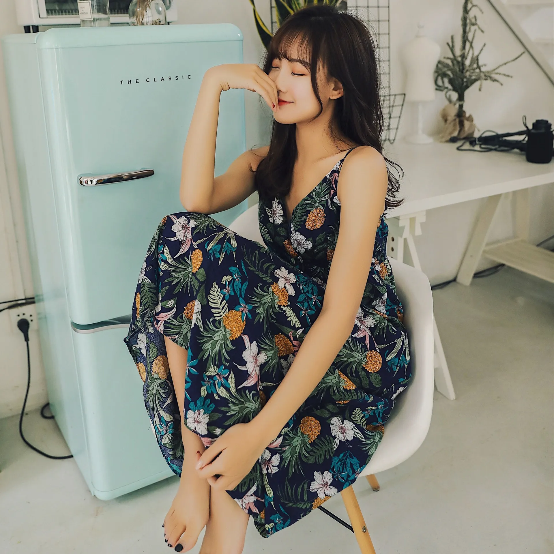 Платье без рукавов на бретельках ночная рубашка женское сексуальное ночное