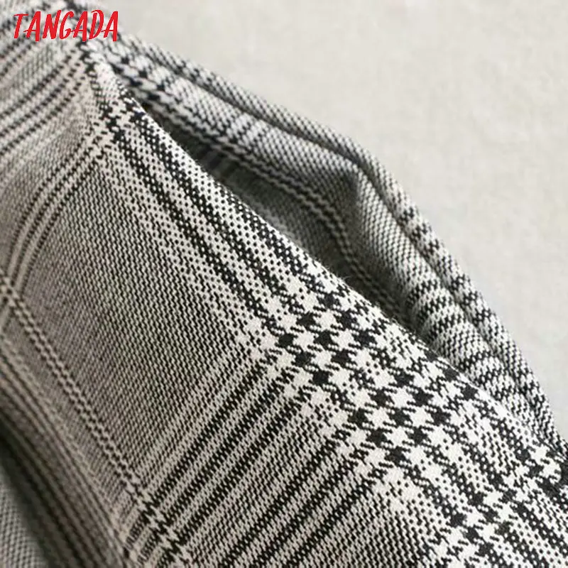 Tangada, Модный женский клетчатый костюм, брюки, брюки, карманы, пуговицы, карман,, Женские повседневные длинные штаны, pantalon 4M107