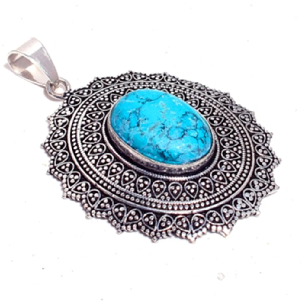 Подлинная Бирюзовая подвеска из тибетского серебра ювелирные изделия ручной