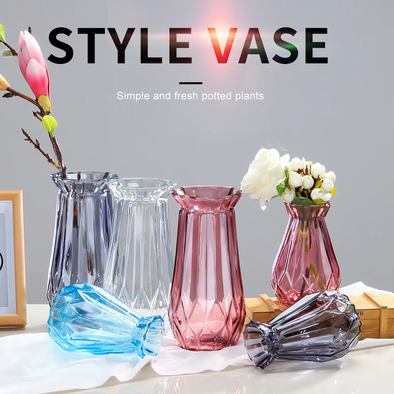 

GF Glass Vase Modern Design Glass Flower Vases for Home Decor Wedding Events Decorating Home Vase Office Living Room Decoration