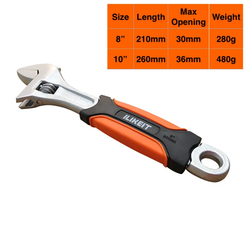 Регулируемый гаечный ключ 8 дюймов 10 для ремонта труб большого размера домашнего
