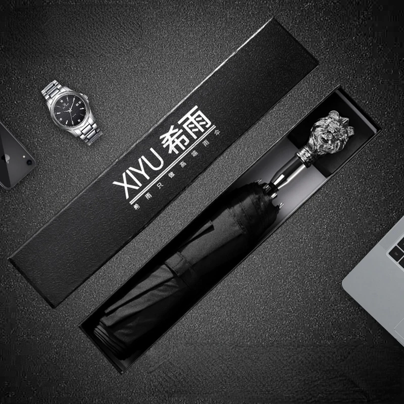 Зонт для взрослых Черный ветрозащитный зонт с УФ защитой длинная ручка большой