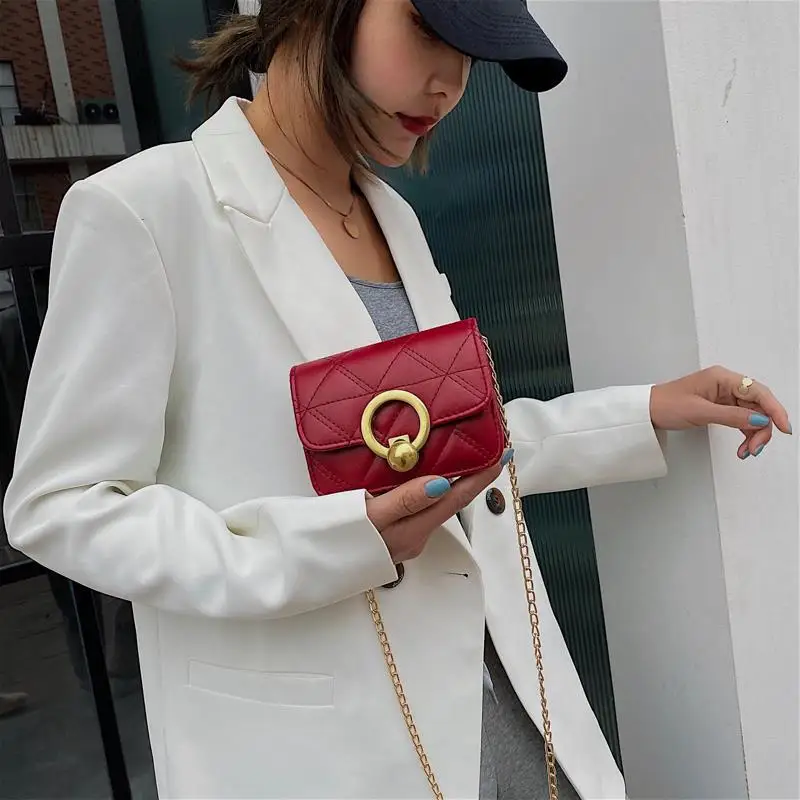 

Lingge Chain Handbag One Shoulder Joker Cool M Messenger Bag Satchels