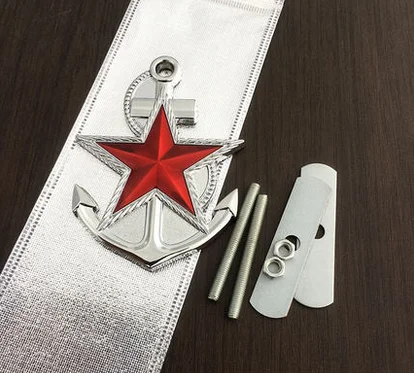 

3D Metal Silver Five-pointed Anchor Stars Auto Emblem Badge Sticker Decal Car Accessories
