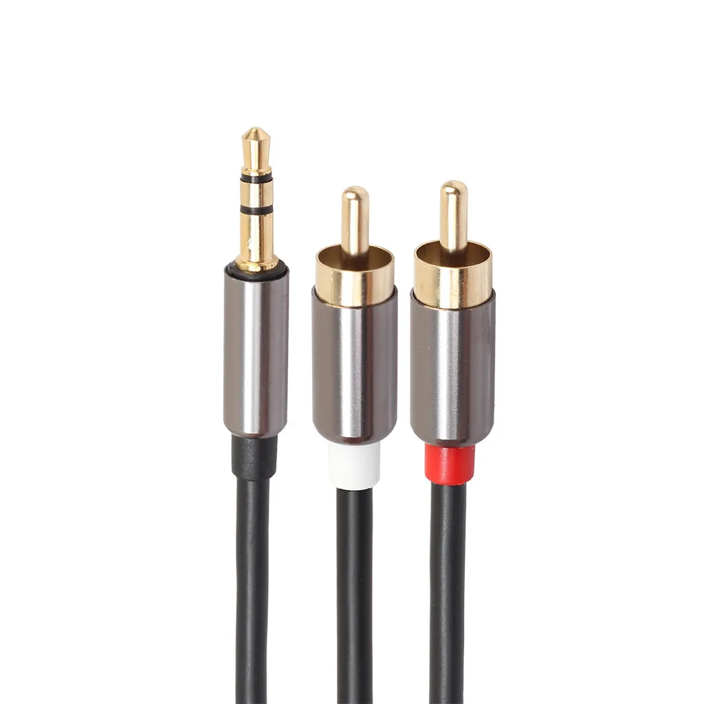 Плетеный кабель 2RCA 3 5 мм со штекером Aux позолоченные наушники разъем Splitte RCA витая