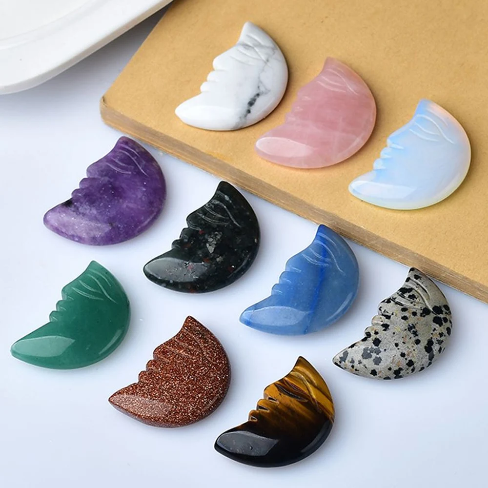 

1 шт. 35 мм статуя в форме Луны из натурального кристалла красочный талисман медитация Исцеление Рейки драгоценный камень подарок коллекция ...