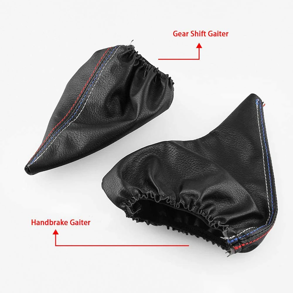 

2 Pcs/Set Manual Car Gear Shift Knob Collar Leather Handbrake Boot Cover Case For Bmw 3 Series 1999-2005 E46 1991-1998 E36 M3