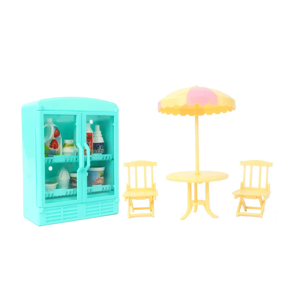 

Doll Toy Mini Blue Freezer Beach Chair Set Doll Furniture Accessories Accessories Tableware DIY Play House