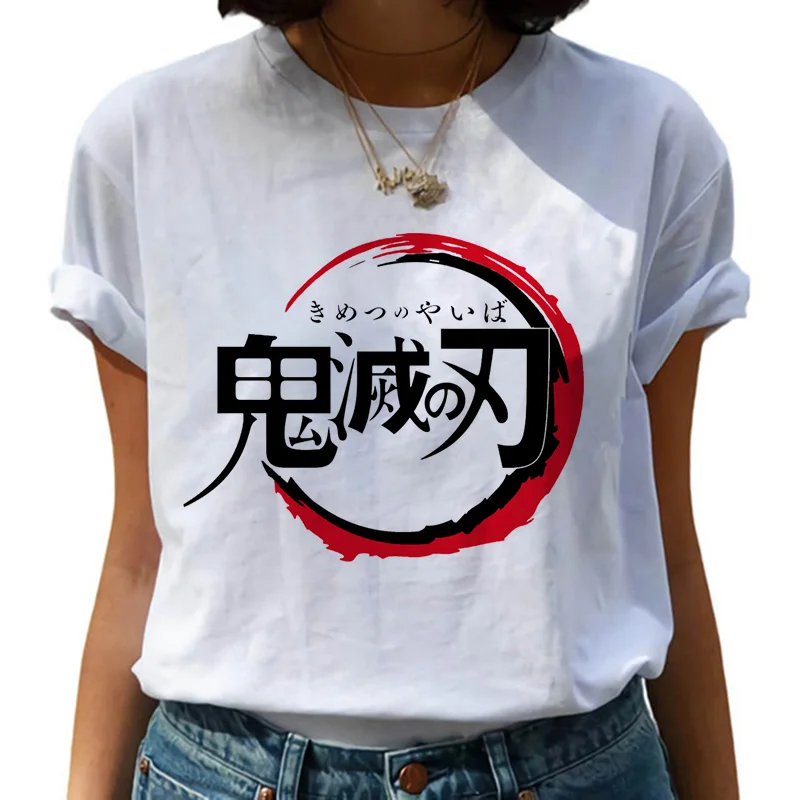 

Kimetsu No Yaiba Demon Slayer Printed Tshirt Woman Summer Short Sleeved T-shirt Anime Harajuku Casual Tees Female Clothes Tops