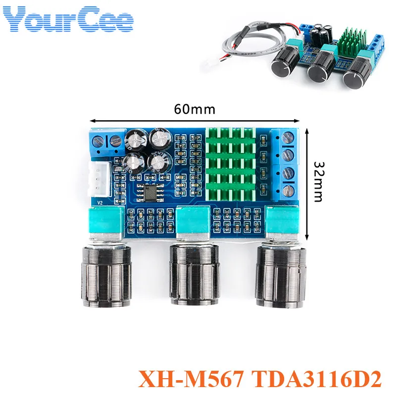 

XH-M567 TPA3116D2 Dual Channel Stereo 80W*2 High Power Digital Audio Power Amplifier Board Module High-bass Adjustment Board