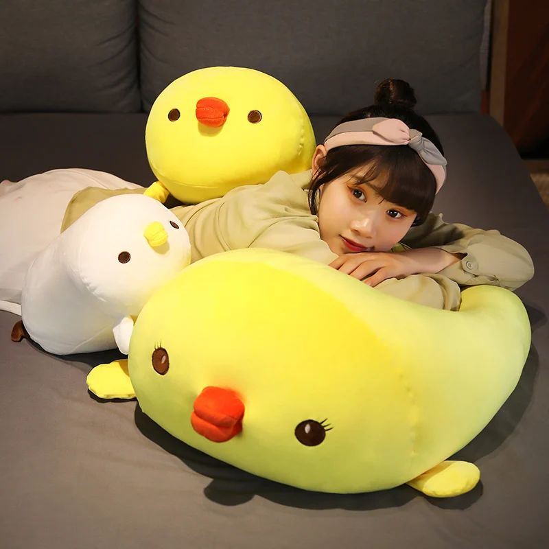 

25-90cm net red same style little yellow chicken plush pillow PP cotton soft stuffed toy removable and washable home cushion