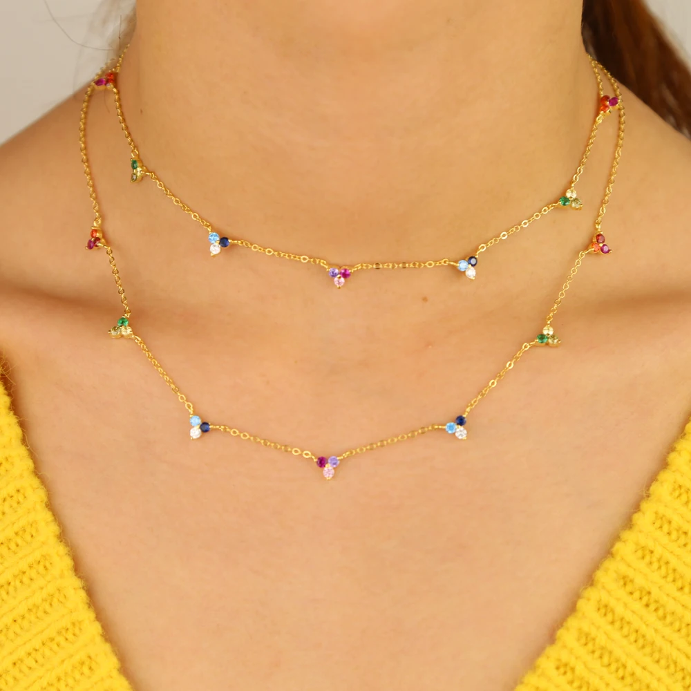 Ожерелье из стерлингового серебра 925 пробы с треугольным кулоном CZ мини-круглые