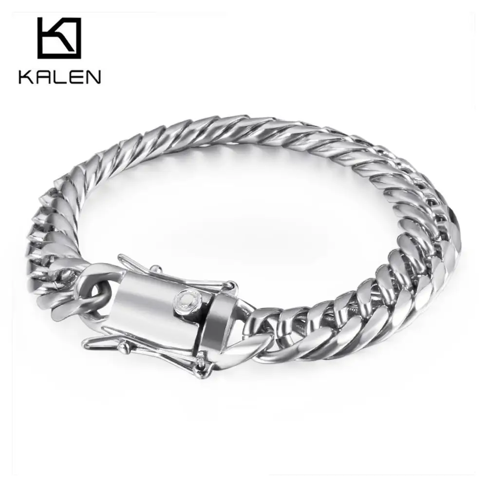 11 мм Золотой/Серебряный цвет кубинская цепь браслет ювелирные изделия для мужчин