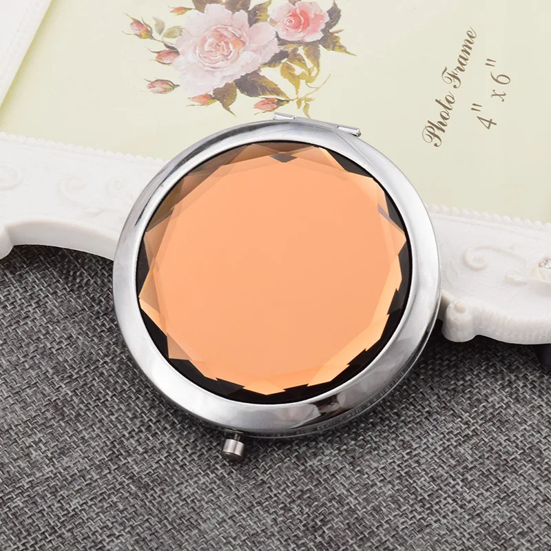 orange FANLUS, для женщин и девочек, Кристалл, Мини, красота, карманное зеркало для макияжа, портативное компактное круглое складное зеркало, маленький подарок - Цвет: orange