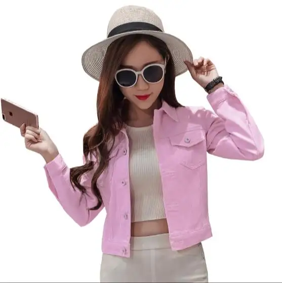 Новинка 2019 весна лето Харадзюку женская джинсовая куртка короткий стиль с