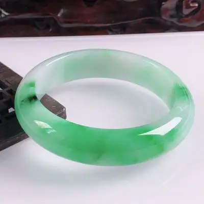 

Zheru Reine Natural Myanmar Jade A-Class 54-62mm Ice Green Bi-Color Bracelet Exquisite Princess Bracelet Best Gift