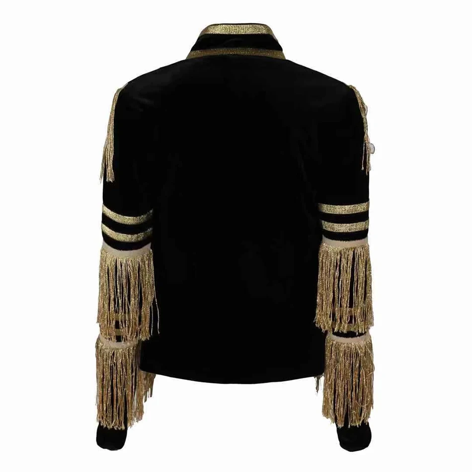 Женская бархатная приталенная куртка черная двубортная модельная вечерние