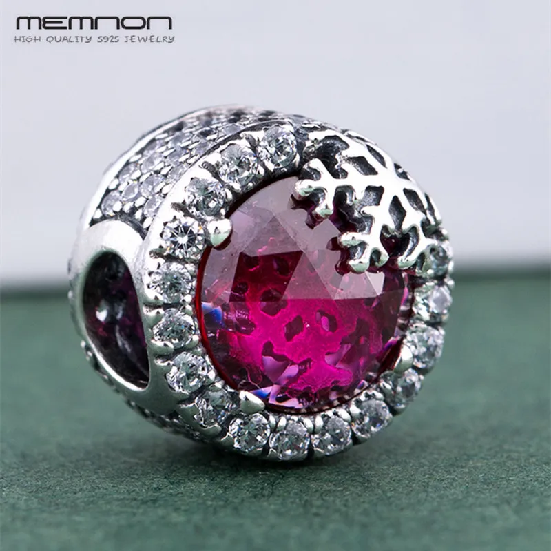 

2018 Winter collection Dazzling Snowflake Button beads 925 sterling silver bead fit charm Bracelet DIY for women Memnon Jewelry