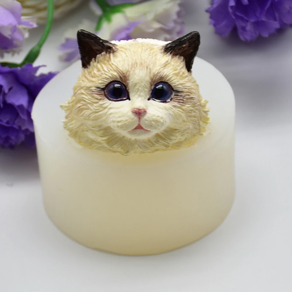 Силиконовая форма 3D Ragdoll в форме головы ручной работы форма для шоколадного мыла кошка помадка торт украшение Инструмент Рождество DIY инструмент еда безопасный