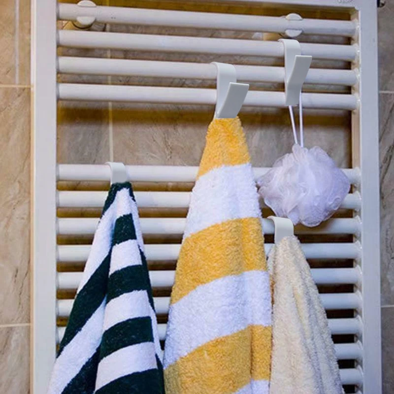 

Towel Mop Hooks Hanger Storage Holders Clothes Hat Rail Radiator Tubular Bath Hook Holder RE