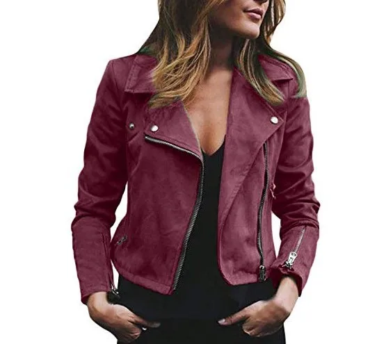 

European Style Solid Notched Woman Short Blazers Spring Autumn Fashion Chic Zipper Long Sleeve Solid Female Coats Plus Size