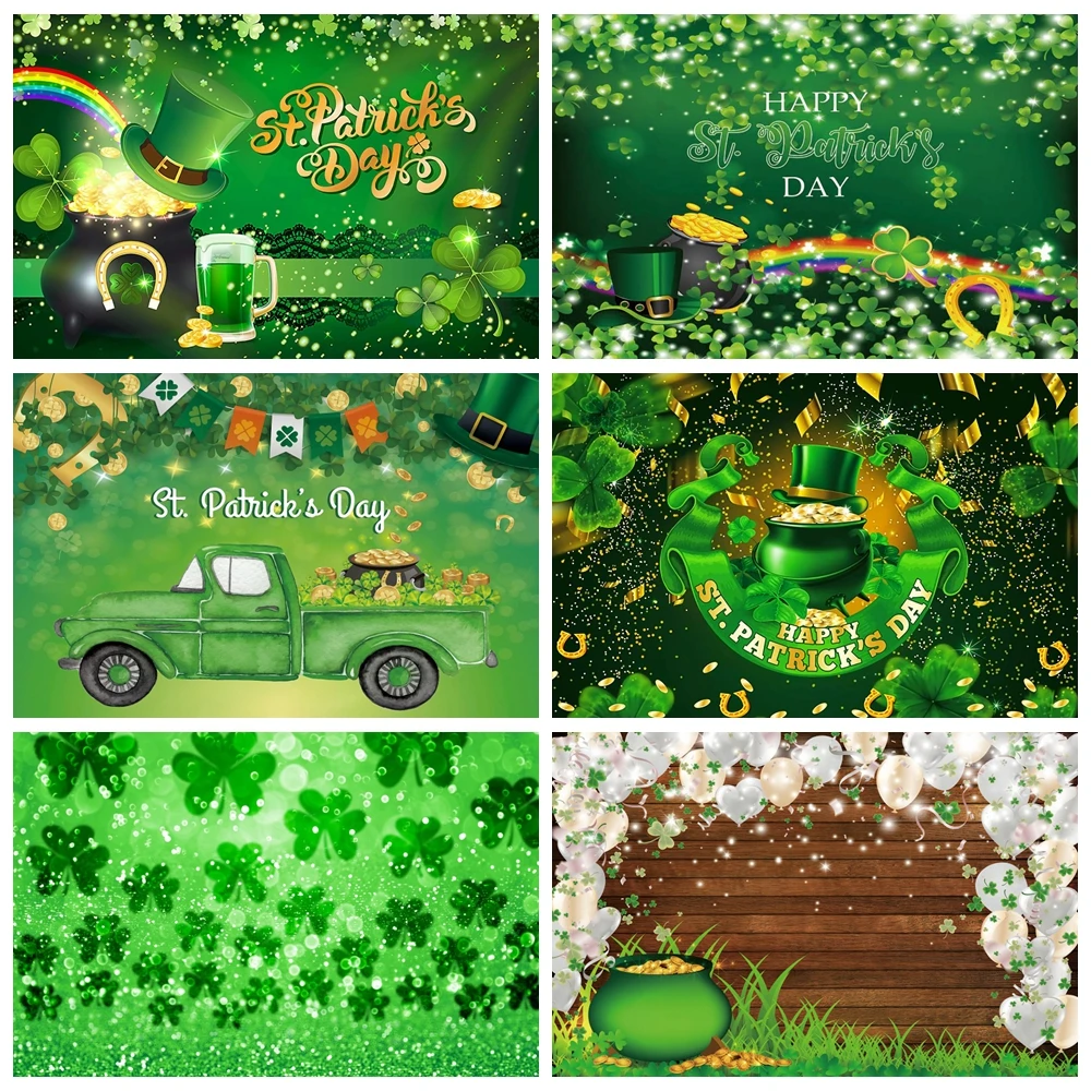 Фон для фотосъемки Yeele с изображением зеленых шапок в стиле Св. Патрика