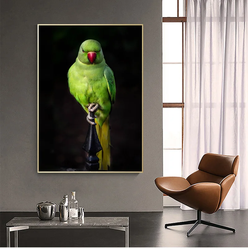 

Canvas Print Posters Green Parrot Animal Picture HD Living Room Wall Art Classical Bird Home Decor Animal Poster Canvas Painting