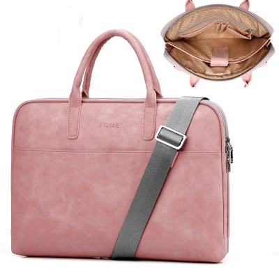 2 layer pink Сумка для ноутбука из искусственной кожи с защитой от царапин 14 15,6 17,3, сумка для Macbook Air 13, сумка Pro 13,3 15 чехол для женщин и мужчин, сумки через плечо - Цвет: 2 layer pink