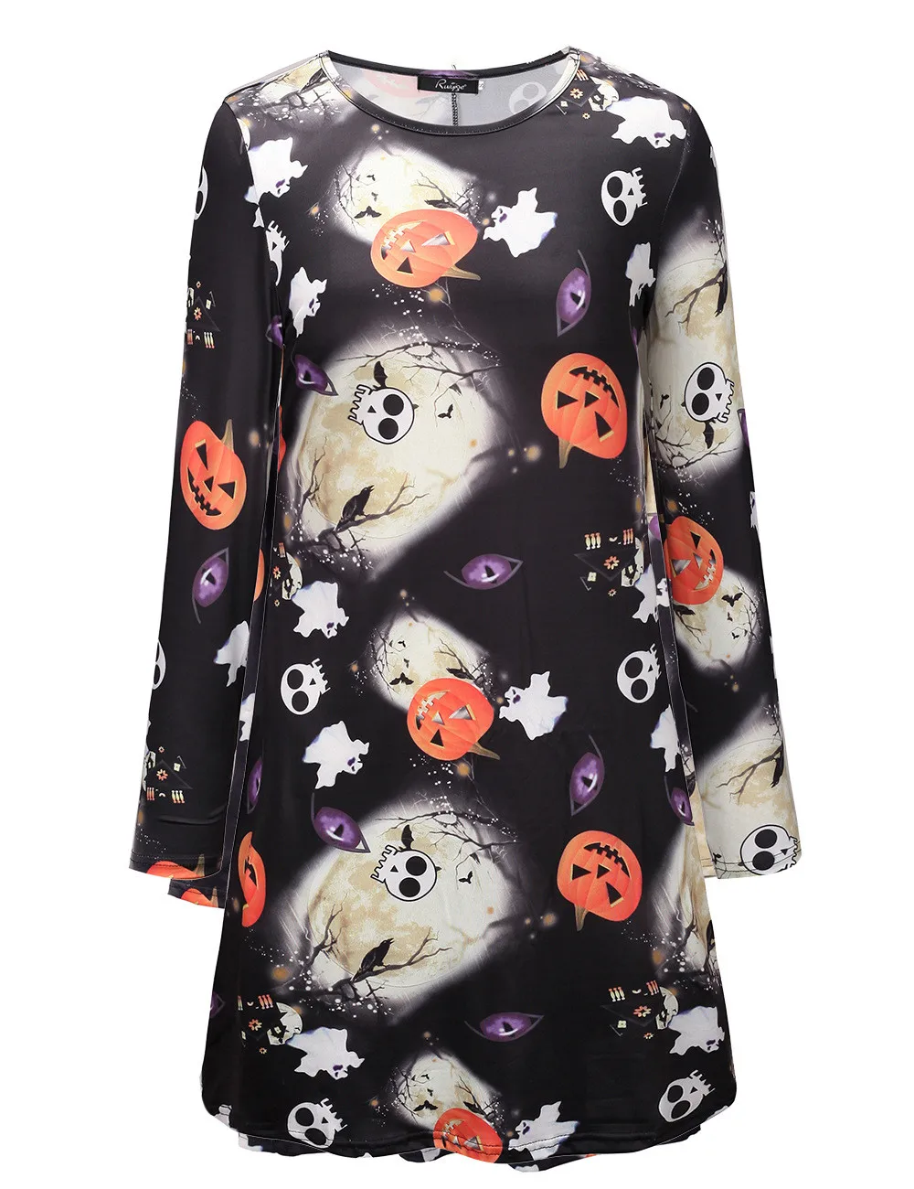 Новинка Осень зима 2019 женское платье на Хэллоуин с круглым вырезом и длинными