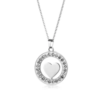 stainless steel necklace new crystal rhinestone simple heart necklaces for women wedding valentines day