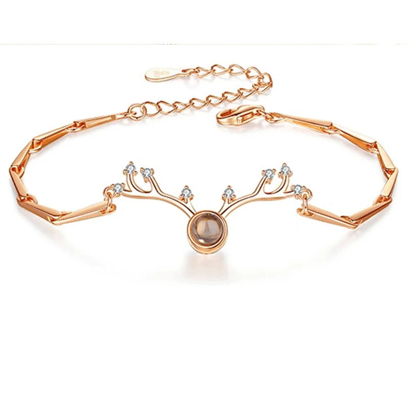 Модный дизайнерский браслет S925 креативная форма оленя сто языков я люблю тебя