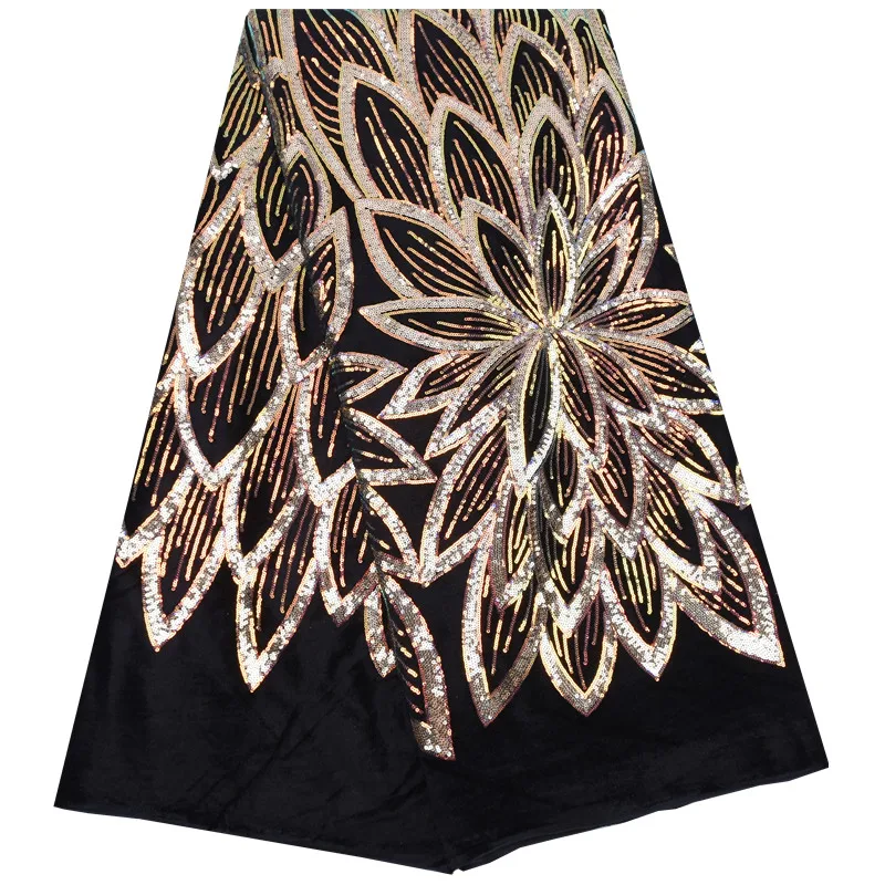 Высококачественная кружевная ткань с блестками Африканский бархат и вышивкой