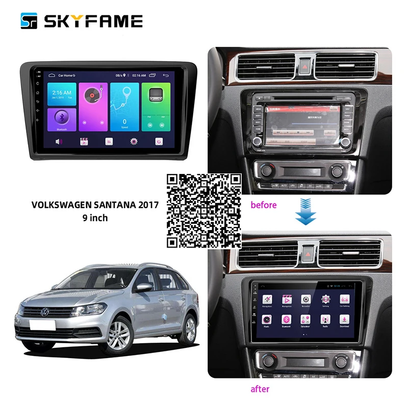 

SKYFAME 4 + 64G Авто Радио стерео для VW Santana 2017 Android мультимедиа Системы gps-навигация, dvd-плеер