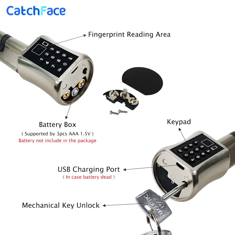 Умный цилиндрический дверной замок со сканером отпечатков пальцев Bluetooth