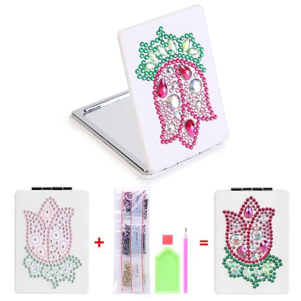 Алмазная живопись маленькое кожаное зеркало сделай сам в форме алмаза складное