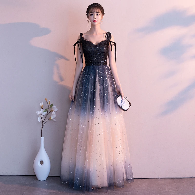 

Prom Dresses 2020 Long Girl tulle Spaghetti Strap Evening Dress Long Gown Open Back Party Dresses Robe De Soiree