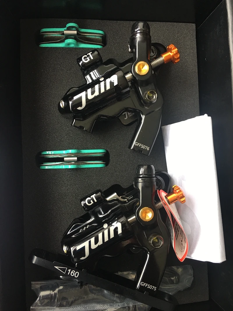 Juin Tech GT-F линия тяга гидравлический дисковый тормозной суппорт дорожный диск CX Gravel 160 мм GT F 4 поршень плоское Крепление черный серебристый красный