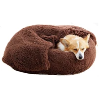 luxury pet bed for cats or small medium dogs round donut dog bed super soft warm sherpa pet dog bed with blanket removable cover