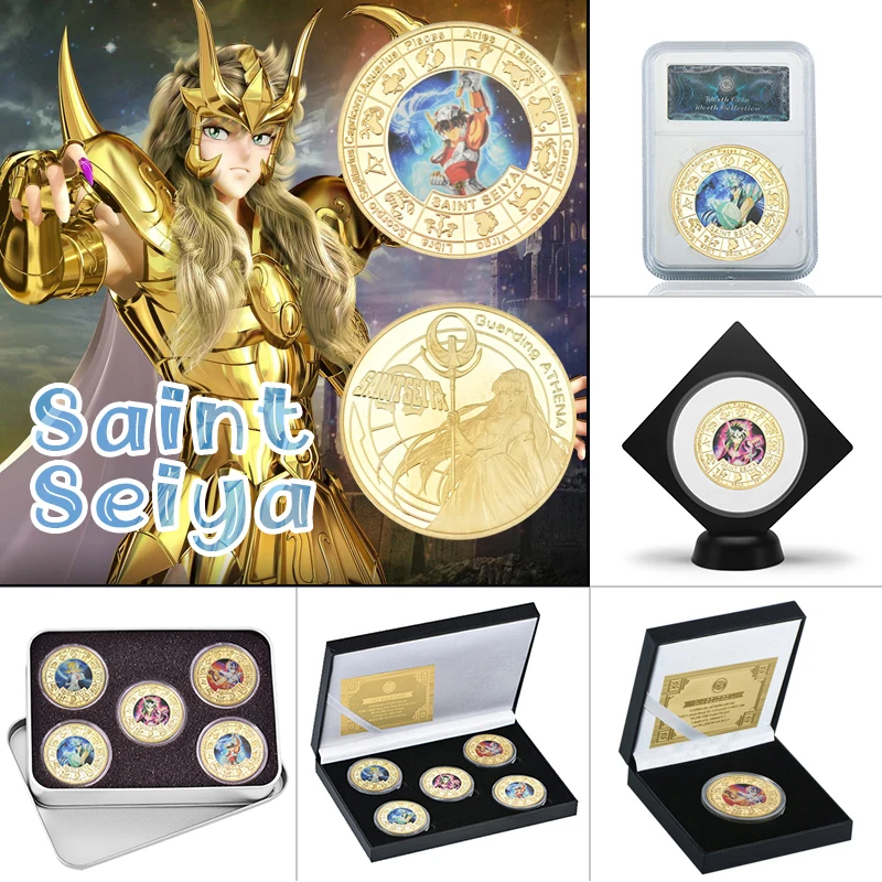 WR 5 шт. Saint Seiya позолоченные искусственные монеты в коробке японский вызов
