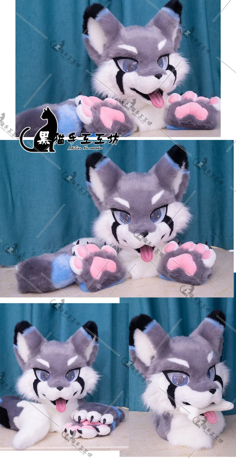 

Animal Outfit Single Head Furry Fursuit Accessories Plush Cosplay Props Halloween Costumes
