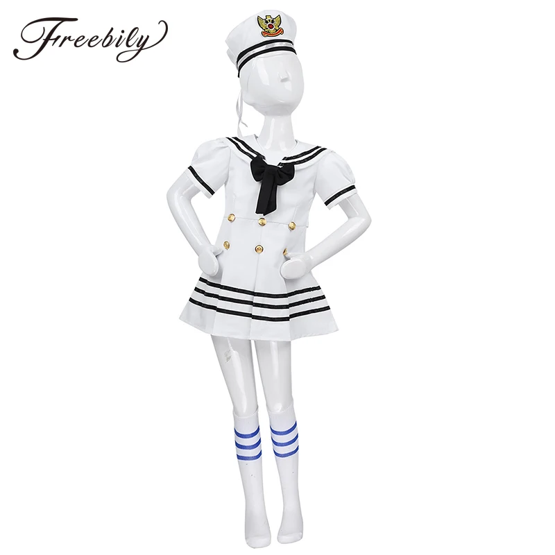 Teen Girls Dress Chorus Stage Wear Dance Performance Navy Sailor Costumes Kids Army Suit Halloween Cosplay Party Up | Тематическая
