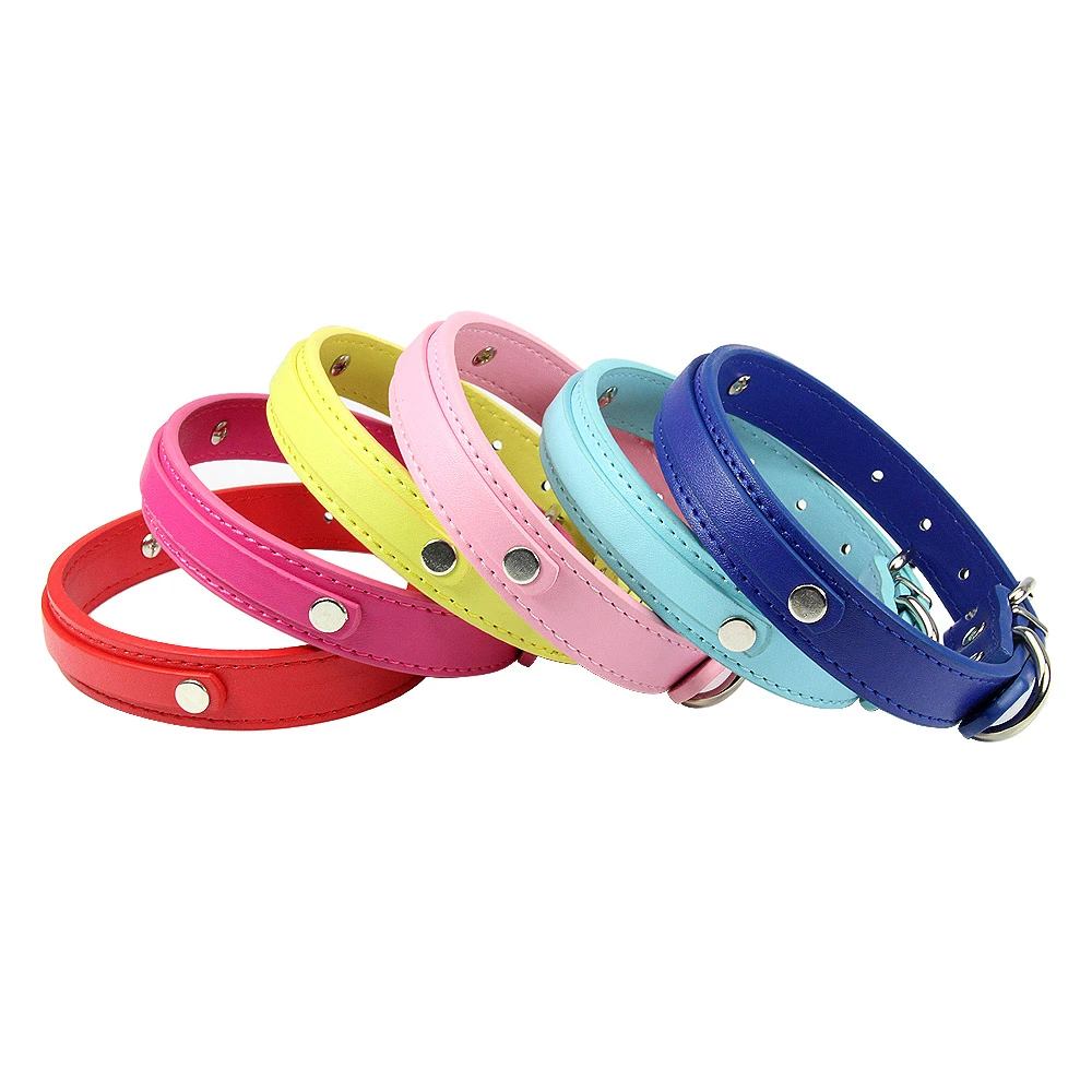 24 шт. оптовая продажа простой ошейник из искусственной кожи с именем и