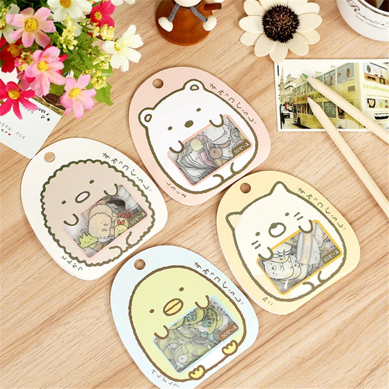 50 шт./лот (1 пакет) Diy милый мультфильм Kawaii ПВХ наклейки кот медведь стикер для