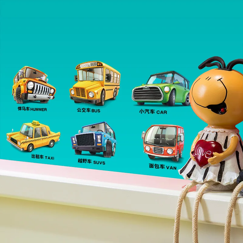 

Tofok tractor engineering vehicle children's childlike decorative wall stickers home living room bedroom background stickers