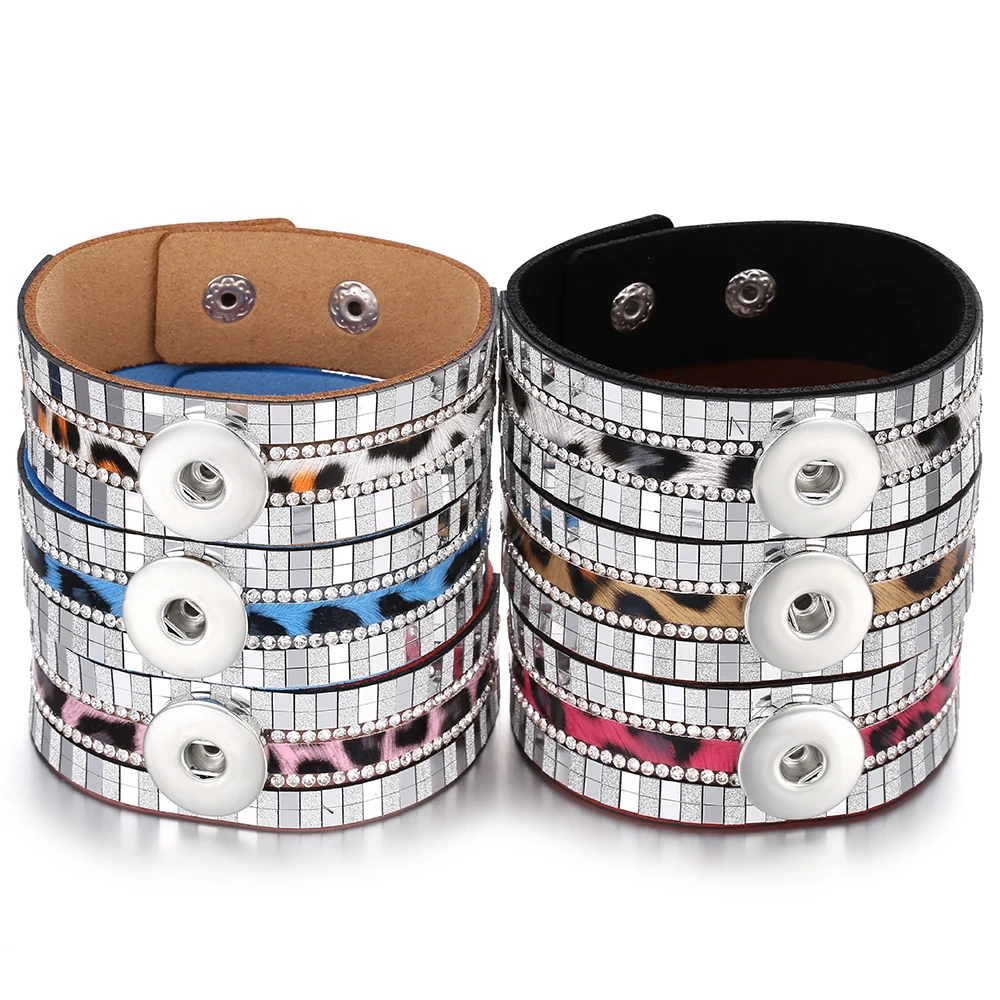 Новые кнопки ювелирные изделия 18 мм кожаный с кнопкой браслет 19 Цвета украшением
