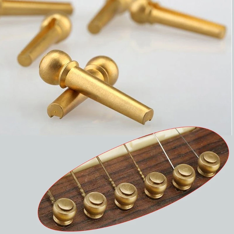

6Pcs Brass Guitar Bridge Pins End Pin for Folk Acoustic Guitar Parts Accessories